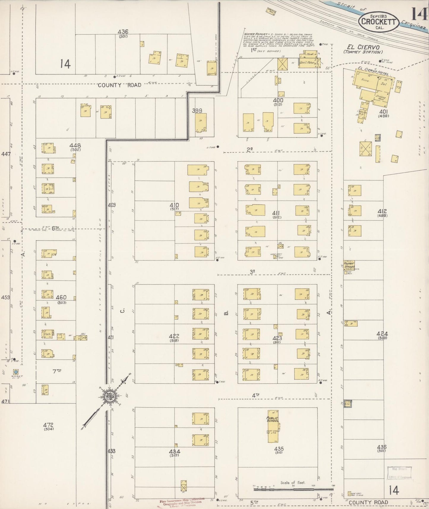 Sanborn Fire Insurance Map from Crockett, Contra Costa County, California (1913), Sheet #0014 - Complete Map Set gallery image, historic Sanborn map, vintage wall art, California California