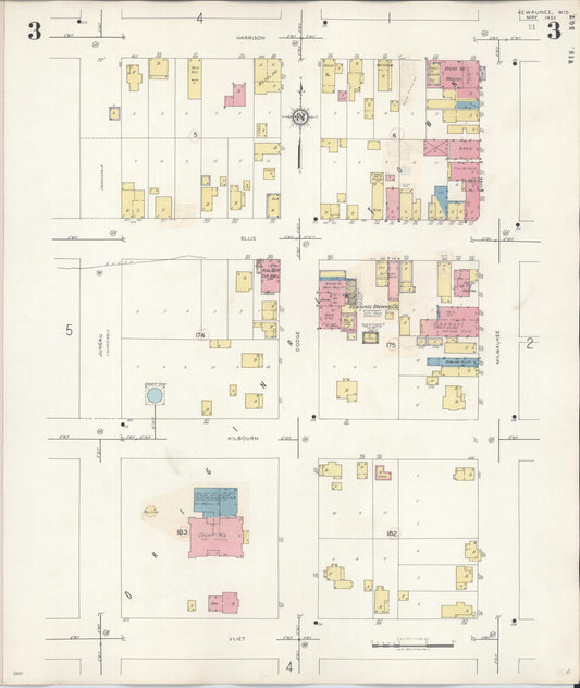 Sanborn Fire Insurance Map from Kewaunee, Kewaunee County, Wisconsin (1941), Sheet #0003 - Historic Sanborn Fire Insurance Map Print, vintage old map wall art, antique decor, genealogy gift, Wisconsin Wisconsin map