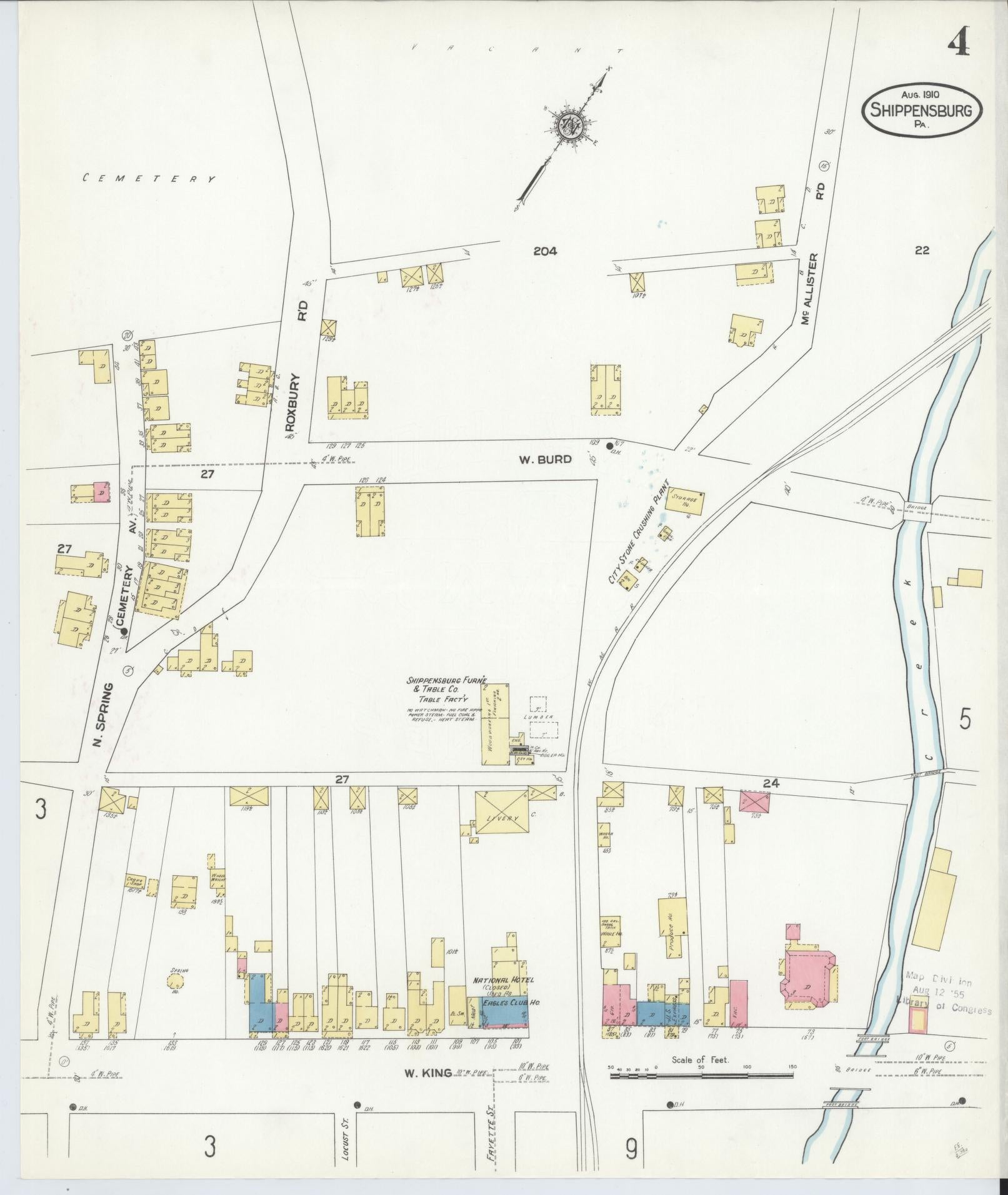 Sanborn Fire Insurance Map from Shippensburg, Cumberland And Franklin Counties, Pennsylvania (1910), Sheet #0004 - Historic Sanborn Fire Insurance Map Print, vintage old map wall art, antique decor, genealogy gift, Counties Pennsylvania map
