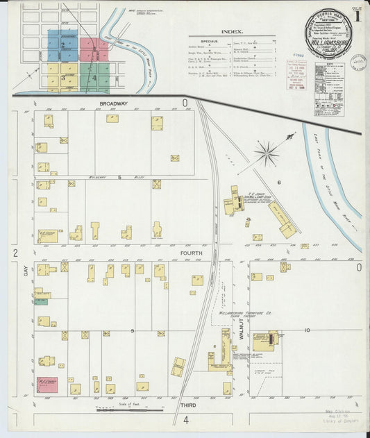 Sanborn Fire Insurance Map from Williamsburg, Clermont County, Ohio (1900), Sheet #0001 - Complete Map Set gallery image, historic Sanborn map, vintage wall art, Ohio Ohio