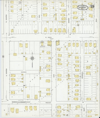 Sanborn Fire Insurance Map from Shawnee, Pottawatomie County, Oklahoma (1919), Sheet #0019 - Complete Map Set gallery image, historic Sanborn map, vintage wall art, Oklahoma Oklahoma