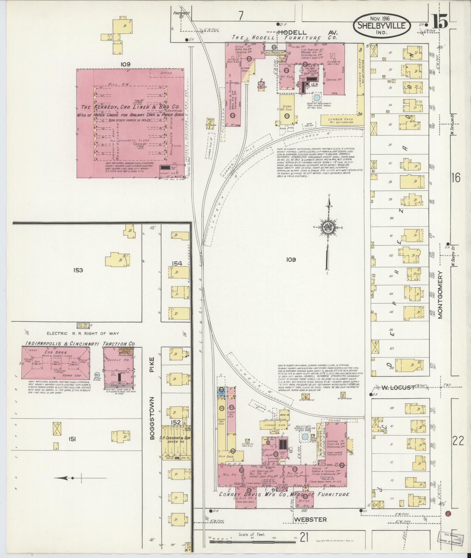 Sanborn Fire Insurance Map from Shelbyville, Shelby County, Indiana (1916), Sheet #0015 - Complete Map Set gallery image, historic Sanborn map, vintage wall art, Indiana Indiana