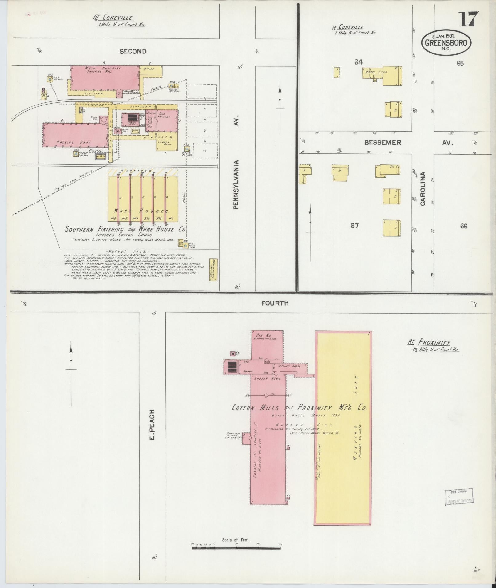 Sanborn Fire Insurance Map from Greensboro, Guilford County, North Carolina (1902), Sheet #0017 - Historic Sanborn Fire Insurance Map Print, vintage old map wall art, antique decor, genealogy gift, North Carolina North Carolina map