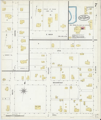 Sanborn Fire Insurance Map from Whitesboro, Grayson County, Texas (1907), Sheet #0007 - Historic Sanborn Fire Insurance Map Print, vintage old map wall art, antique decor, genealogy gift, Texas Texas map