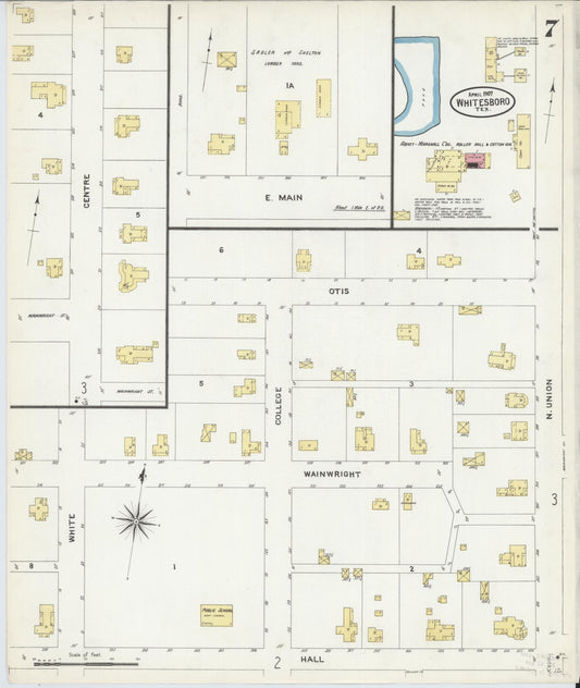 Sanborn Fire Insurance Map from Whitesboro, Grayson County, Texas (1907), Sheet #0007 - Historic Sanborn Fire Insurance Map Print, vintage old map wall art, antique decor, genealogy gift, Texas Texas map