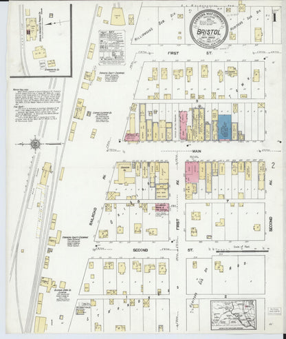 Sanborn Fire Insurance Map from Bristol, Day County, South Dakota (1921), Sheet #0001 - Complete Map Set gallery image, historic Sanborn map, vintage wall art, South Dakota South Dakota