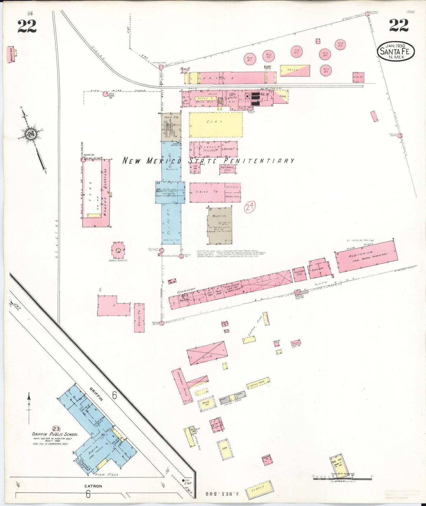 Sanborn Fire Insurance Map from Santa Fe, Santa Fe County, New Mexico (1948), Sheet #0022 - Complete Map Set gallery image, historic Sanborn map, vintage wall art, New Mexico New Mexico