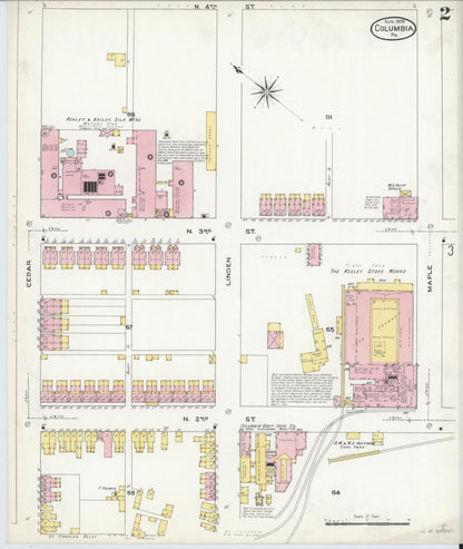 Sanborn Fire Insurance Map from Columbia, Lancaster County, Pennsylvania (1909), Sheet #0002 - Historic Sanborn Fire Insurance Map Print, vintage old map wall art, antique decor, genealogy gift, Pennsylvania Pennsylvania map