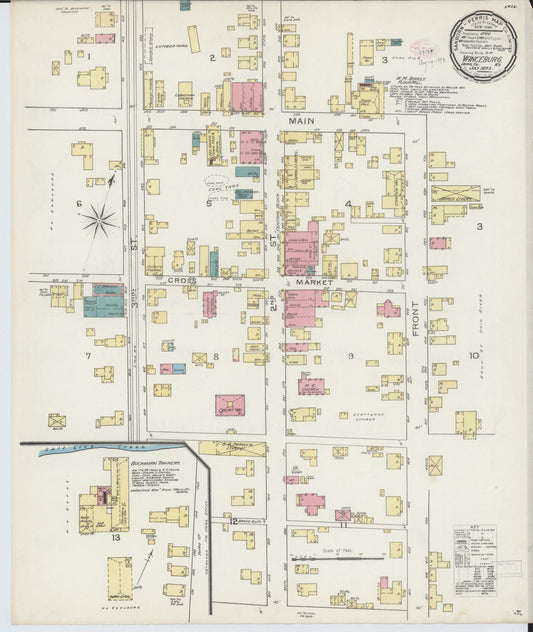 Sanborn Fire Insurance Map from Vanceburg, Lewis County, Kentucky (1893), Sheet #0001 - Historic Sanborn Fire Insurance Map Print, vintage old map wall art, antique decor, genealogy gift, Kentucky Kentucky map