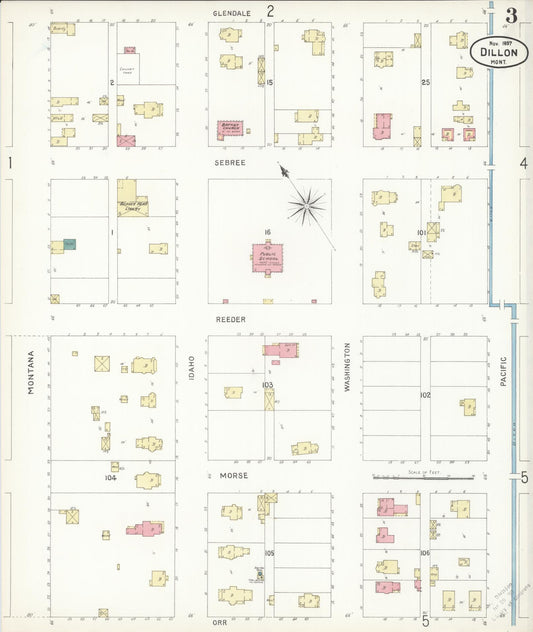 Sanborn Fire Insurance Map from Dillon, Beaverhead County, Montana (1897), Sheet #0003 - Historic Sanborn Fire Insurance Map Print, vintage old map wall art, antique decor, genealogy gift, Montana Montana map