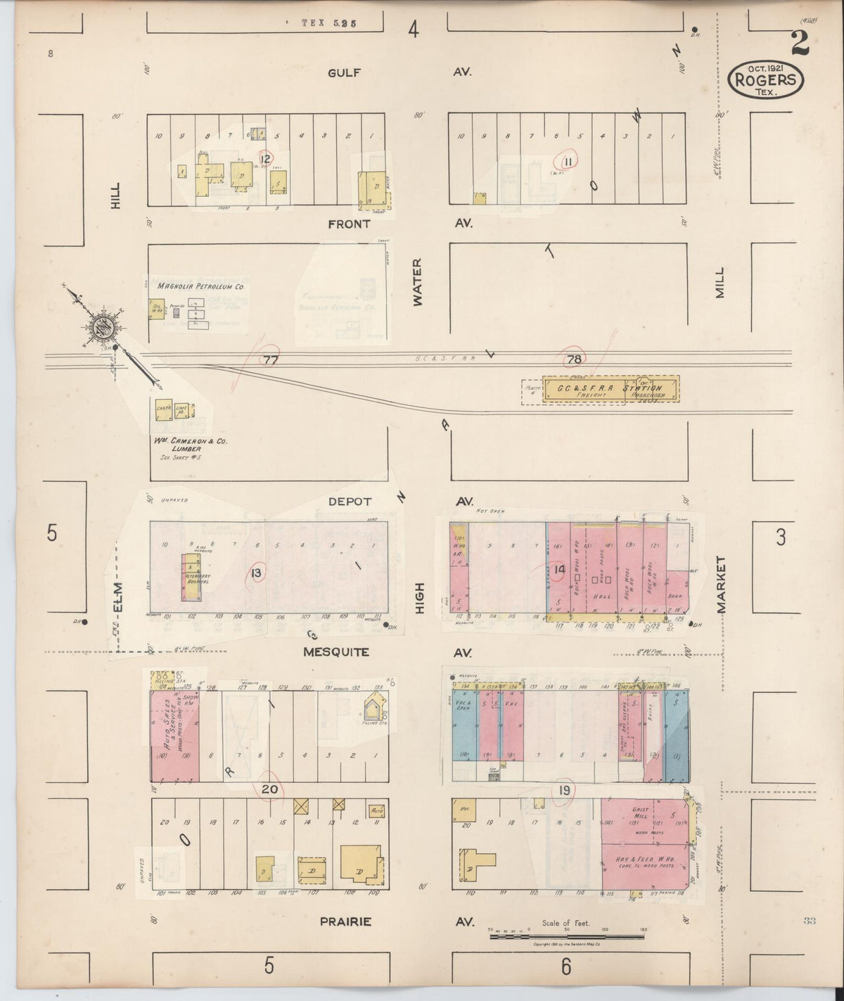 Sanborn Fire Insurance Map from Rogers, Bell County, Texas (1944), Sheet #0002 - Complete Map Set gallery image, historic Sanborn map, vintage wall art, Texas Texas