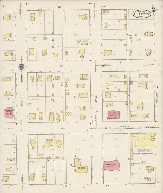 Sanborn Fire Insurance Map from Fullerton, Nance County, Nebraska (1922), Sheet #0002 - Historic Sanborn Fire Insurance Map Print, vintage old map wall art, antique decor, genealogy gift, Nebraska Nebraska map