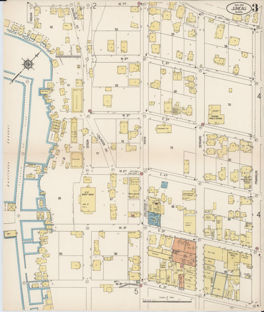 Sanborn Fire Insurance Map from Juneau, Juneau Census Division, Alaska (1914), Sheet #0003 - Historic Sanborn Fire Insurance Map Print, vintage old map wall art, antique decor, genealogy gift, Alaska Alaska map