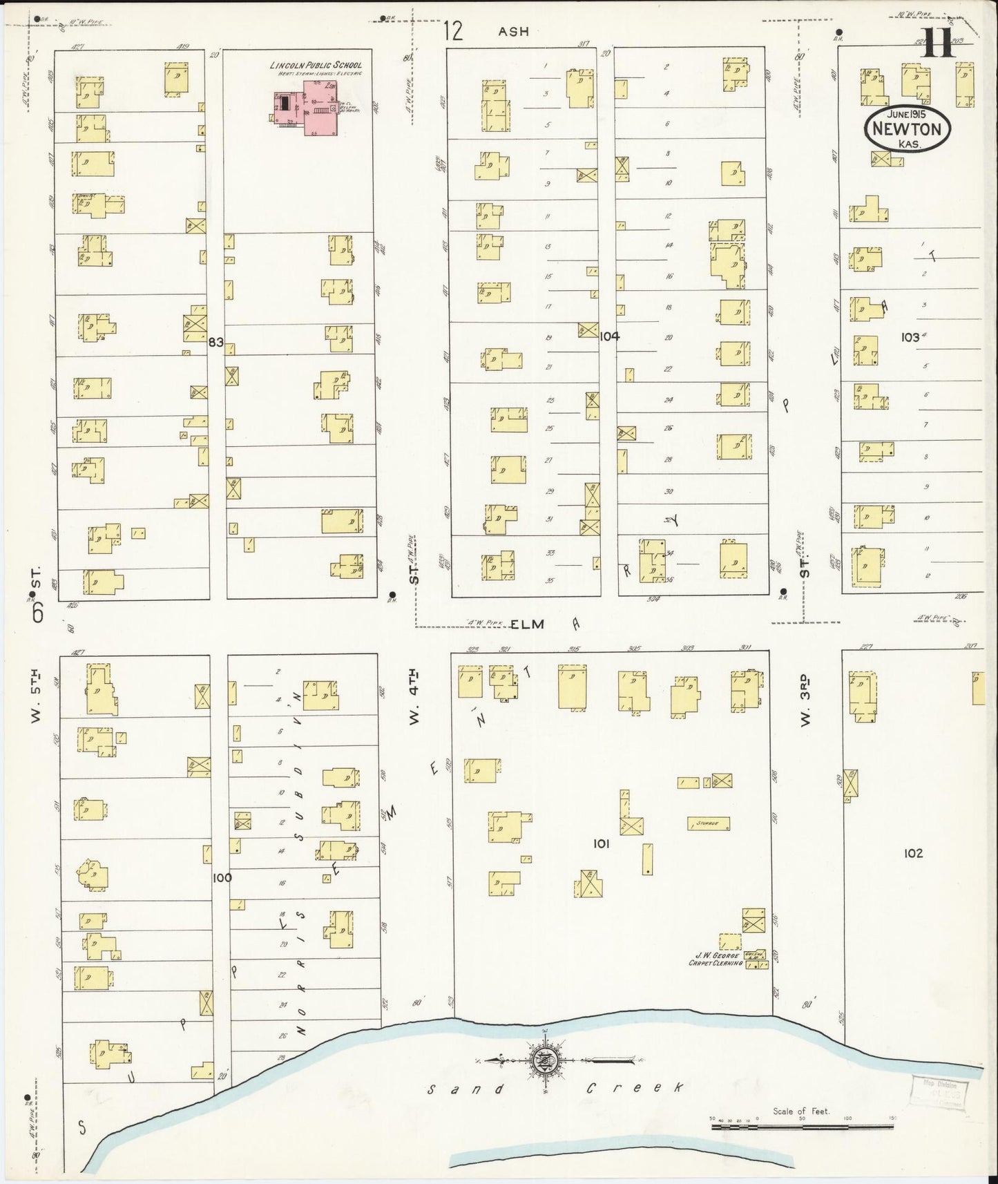 Sanborn Fire Insurance Map from Newton, Harvey County, Kansas (1915), Sheet #0011 - Historic Sanborn Fire Insurance Map Print, vintage old map wall art, antique decor, genealogy gift, Kansas Kansas map