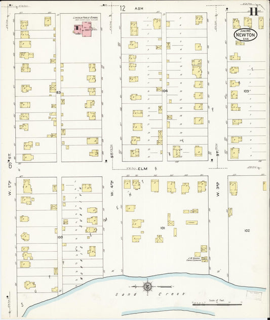 Sanborn Fire Insurance Map from Newton, Harvey County, Kansas (1915), Sheet #0011 - Historic Sanborn Fire Insurance Map Print, vintage old map wall art, antique decor, genealogy gift, Kansas Kansas map