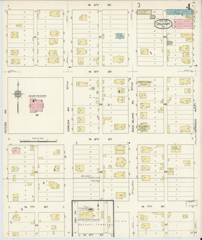 Sanborn Fire Insurance Map from Dalhart, Dallam And Hartley County, Texas (1913), Sheet #0004 - Historic Sanborn Fire Insurance Map Print, vintage old map wall art, antique decor, genealogy gift, Texas Texas map