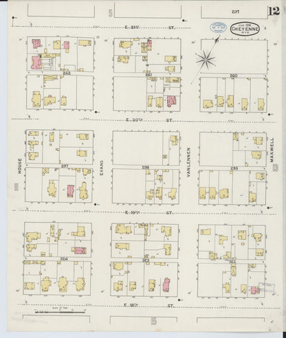 Sanborn Fire Insurance Map from Cheyenne, Laramie County, Wyoming (1894), Sheet #0012 - Complete Map Set gallery image, historic Sanborn map, vintage wall art, Wyoming Wyoming