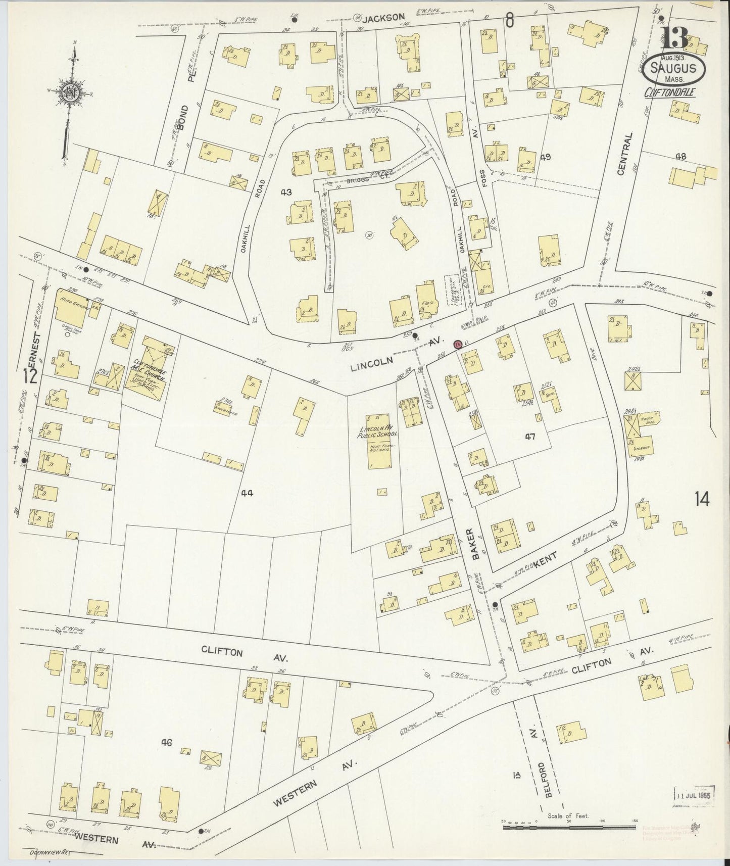 Sanborn Fire Insurance Map from Saugus, Essex County, Massachusetts (1913), Sheet #0013 - Complete Map Set gallery image, historic Sanborn map, vintage wall art, Massachusetts Massachusetts