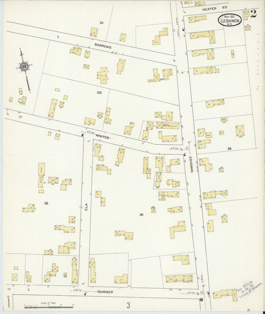 Sanborn Fire Insurance Map from Lebanon, Grafton County, New Hampshire (1912), Sheet #0002 - Historic Sanborn Fire Insurance Map Print, vintage old map wall art, antique decor, genealogy gift, New Hampshire New Hampshire map