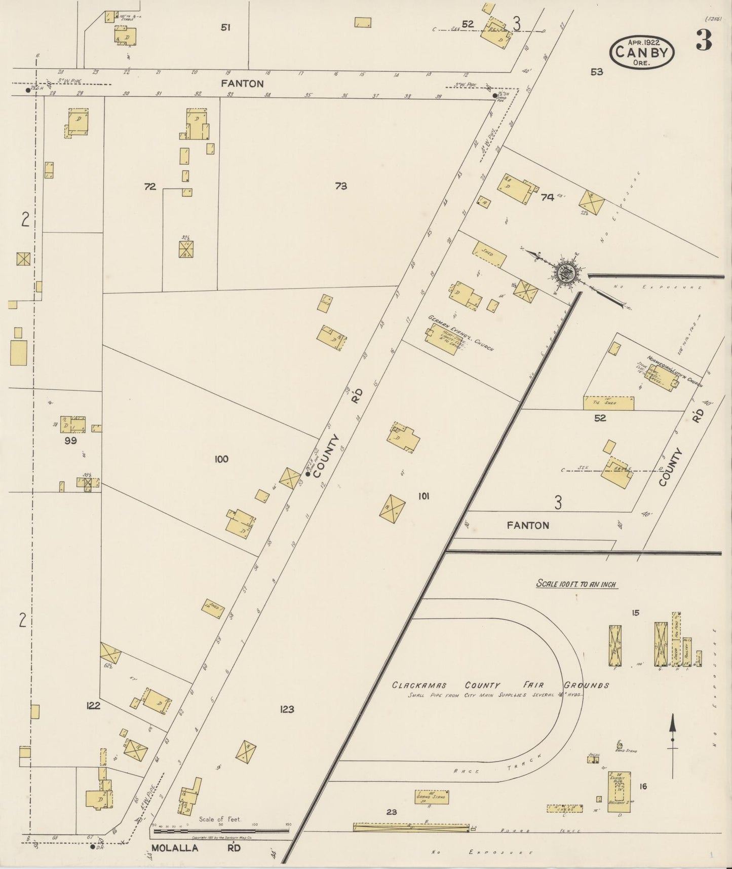 Sanborn Fire Insurance Map from Canby, Clackamas County, Oregon (1922), Sheet #0003 - Complete Map Set gallery image, historic Sanborn map, vintage wall art, Oregon Oregon