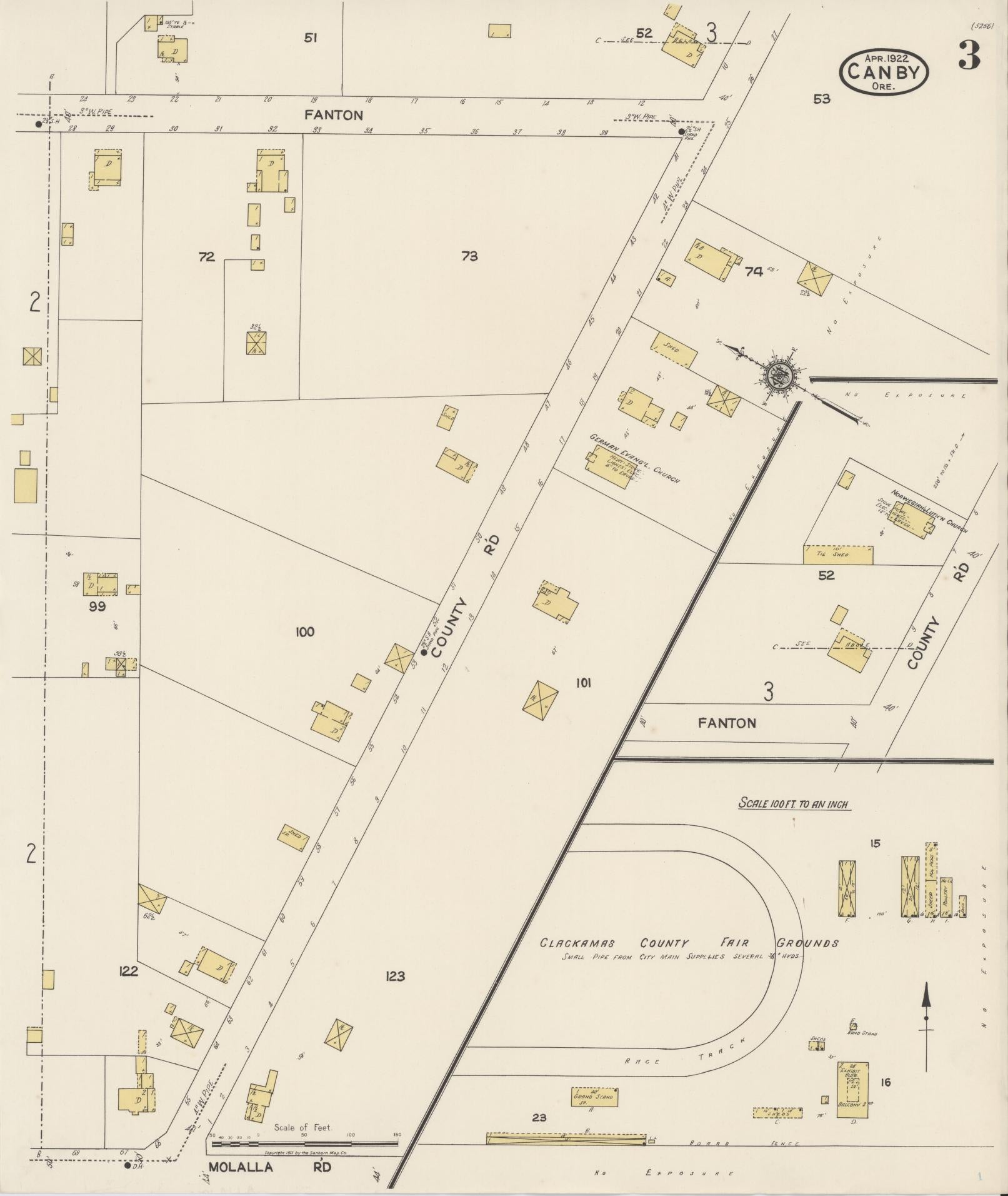 Sanborn Fire Insurance Map from Canby, Clackamas County, Oregon (1922), Sheet #0003 - Complete Map Set gallery image, historic Sanborn map, vintage wall art, Oregon Oregon