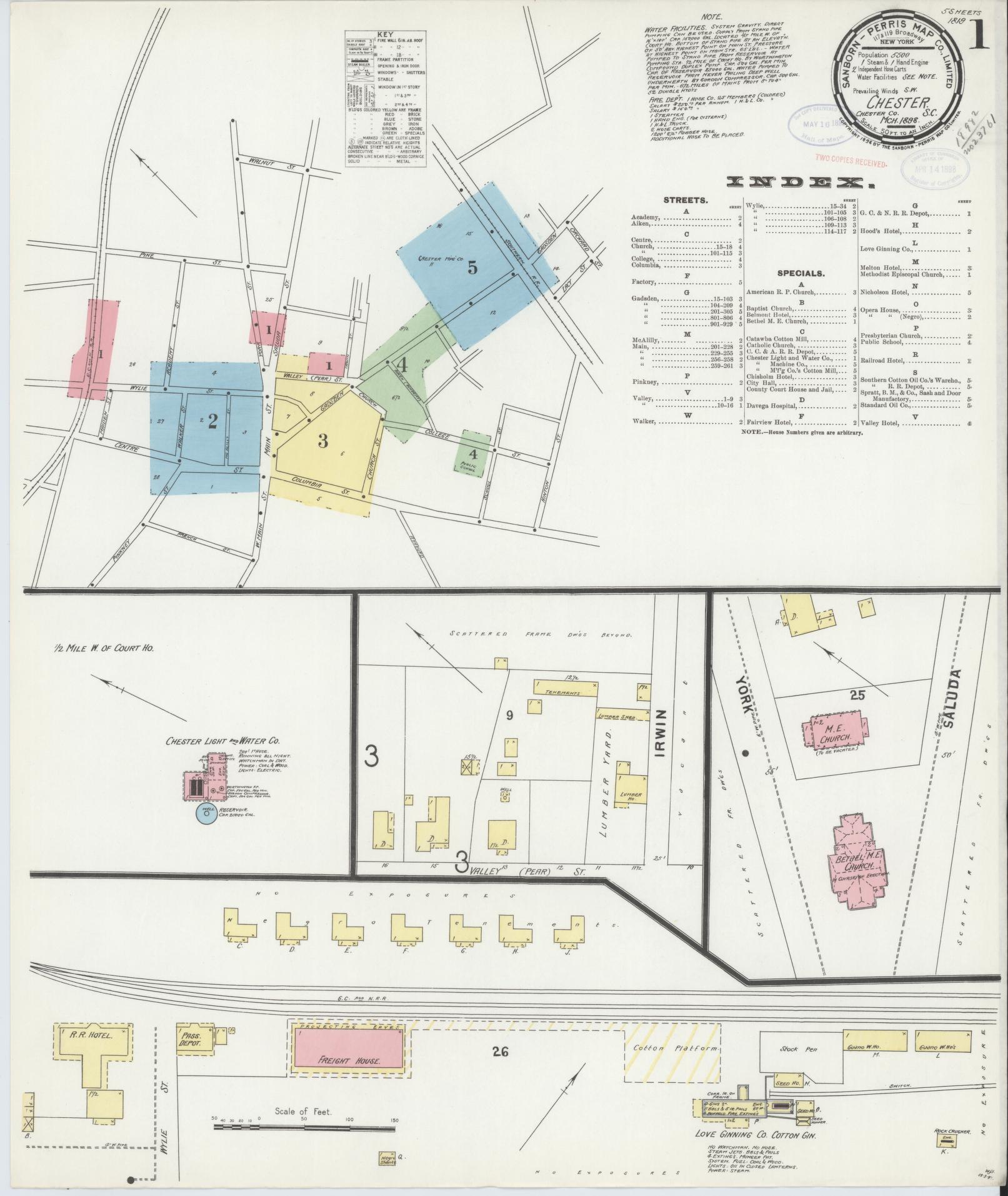 Sanborn Fire Insurance Map from Chester, Chester County, South Carolina. (1898) – Historic Sanborn Fire Insurance Map Print