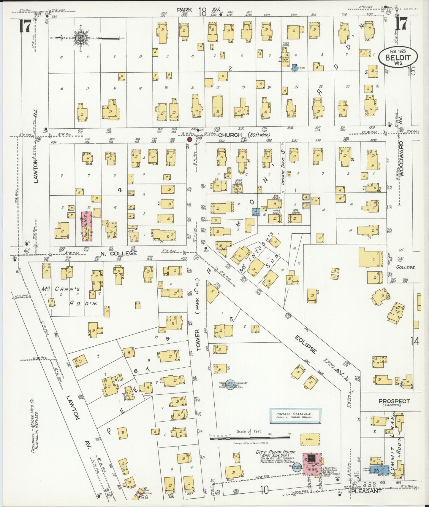 Sanborn Fire Insurance Map from Beloit, Rock County, Wisconsin (1926), Sheet #0017 - Complete Map Set gallery image, historic Sanborn map, vintage wall art, Wisconsin Wisconsin