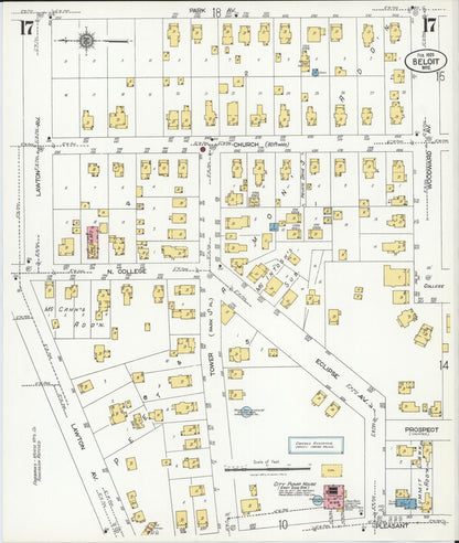 Sanborn Fire Insurance Map from Beloit, Rock County, Wisconsin (1926), Sheet #0017 - Complete Map Set gallery image, historic Sanborn map, vintage wall art, Wisconsin Wisconsin