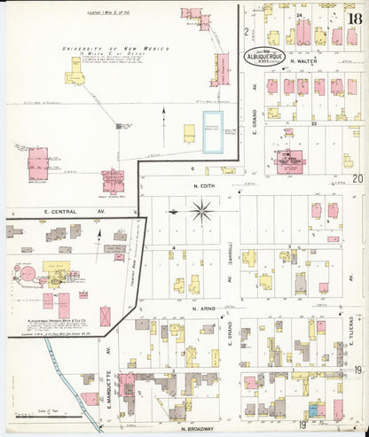Sanborn Fire Insurance Map from Albuquerque, Bernalillo County, New Mexico (1908), Sheet #0018 - Complete Map Set gallery image, historic Sanborn map, vintage wall art, New Mexico New Mexico