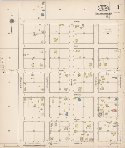 Sanborn Fire Insurance Map from Goliad, Goliad County, Texas (1922), Sheet #0003 - Complete Map Set gallery image, historic Sanborn map, vintage wall art, Texas Texas
