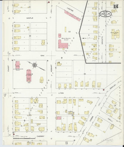 Sanborn Fire Insurance Map from Cadillac, Wexford County, Michigan (1914), Sheet #0018 - Complete Map Set gallery image, historic Sanborn map, vintage wall art, Michigan Michigan