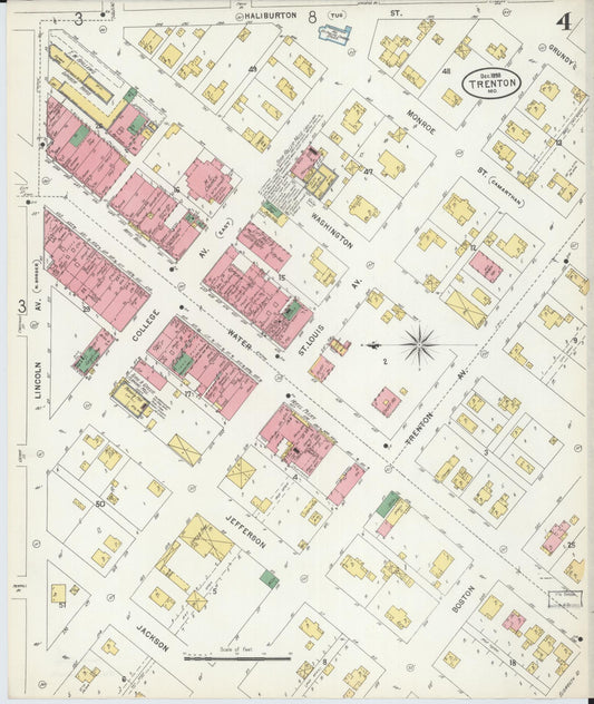 Sanborn Fire Insurance Map from Trenton, Grundy County, Missouri (1898), Sheet #0004 - Historic Sanborn Fire Insurance Map Print, vintage old map wall art, antique decor, genealogy gift, Missouri Missouri map
