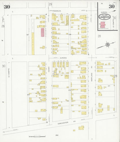 Sanborn Fire Insurance Map from Cambridge, Dorchester County, Maryland (1930), Sheet #0030 - Complete Map Set gallery image, historic Sanborn map, vintage wall art, Maryland Maryland