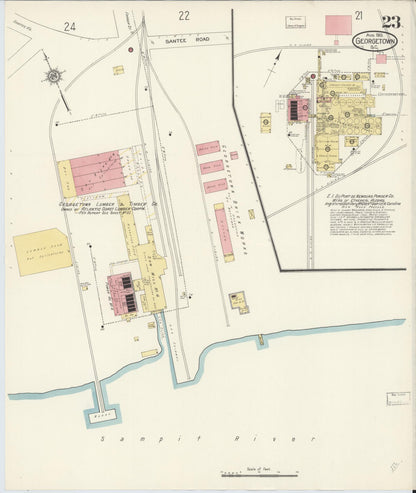 Sanborn Fire Insurance Map from Georgetown, Georgetown County, South Carolina (1913), Sheet #0023 - Complete Map Set gallery image, historic Sanborn map, vintage wall art, South Carolina South Carolina