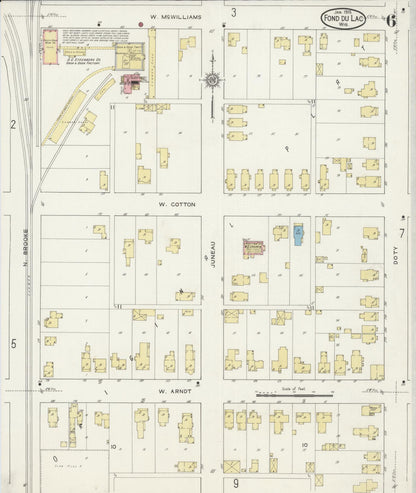 Sanborn Fire Insurance Map from Fond du Lac, Fond du Lac County, Wisconsin (1915), Sheet #0006 - Historic Sanborn Fire Insurance Map Print, vintage old map wall art, antique decor, genealogy gift, Wisconsin Wisconsin map