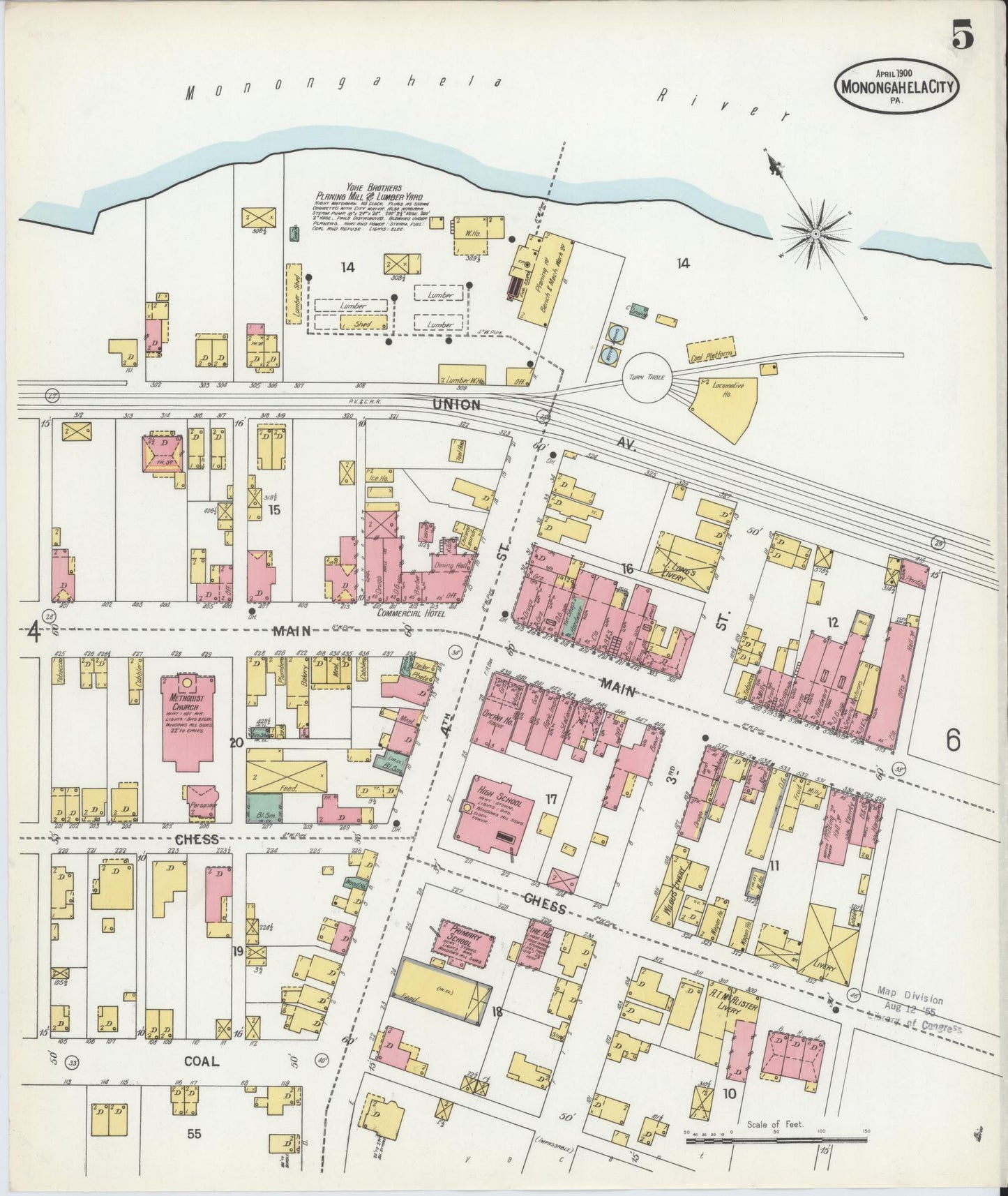 Sanborn Fire Insurance Map from Monongahela City, Washington County, Pennsylvania (1900), Sheet #0005 - Complete Map Set gallery image, historic Sanborn map, vintage wall art, Pennsylvania Pennsylvania