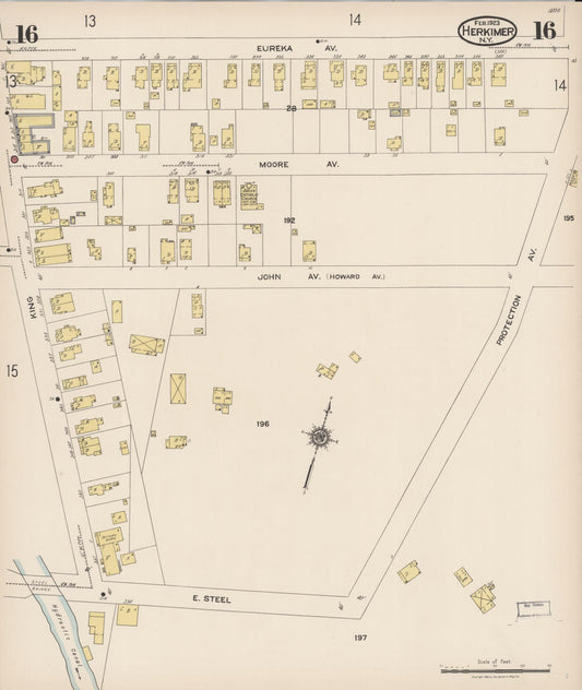 Sanborn Fire Insurance Map from Herkimer, Herkimer County, New York (1923), Sheet #0016 - Historic Sanborn Fire Insurance Map Print, vintage old map wall art, antique decor, genealogy gift, New York New York map