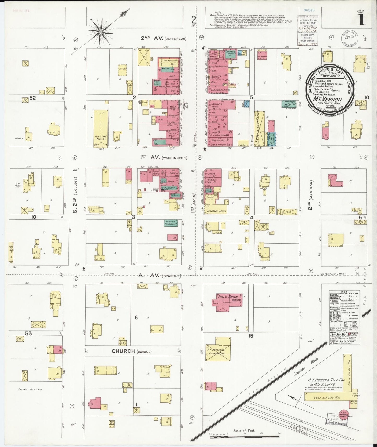 Sanborn Fire Insurance Map from Mount Vernon, Linn County, Iowa (1900), Sheet #0001 - Historic Sanborn Fire Insurance Map Print