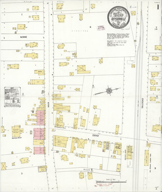 Sanborn Fire Insurance Map from Geyserville, Sonoma County, California (1911), Sheet #0001 - Historic Sanborn Fire Insurance Map Print, vintage old map wall art, antique decor, genealogy gift, California California map