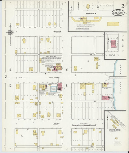 Sanborn Fire Insurance Map from Chetopa, Labette County, Kansas (1911), Sheet #0002 - Complete Map Set gallery image, historic Sanborn map, vintage wall art, Kansas Kansas