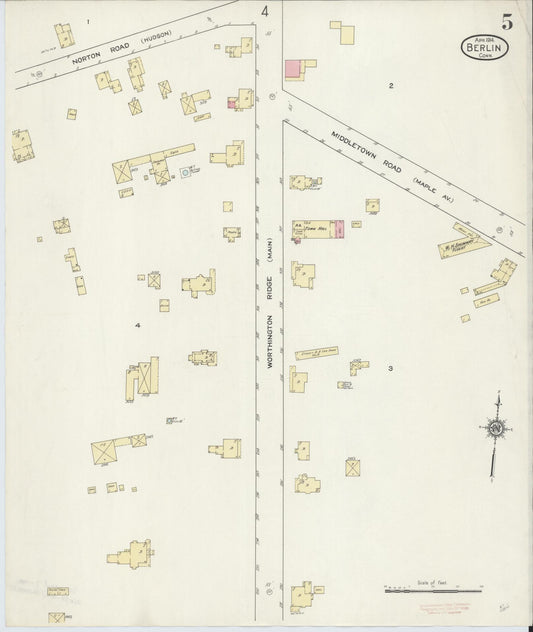 Sanborn Fire Insurance Map from Berlin, Hartford County, Connecticut (1914), Sheet #0005 - Historic Sanborn Fire Insurance Map Print, vintage old map wall art, antique decor, genealogy gift, Connecticut Connecticut map