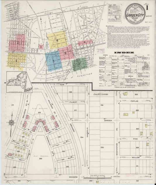 Sanborn Fire Insurance Map from Garden City, Nassau County, New York. (1915) – Historic Sanborn Fire Insurance Map Print