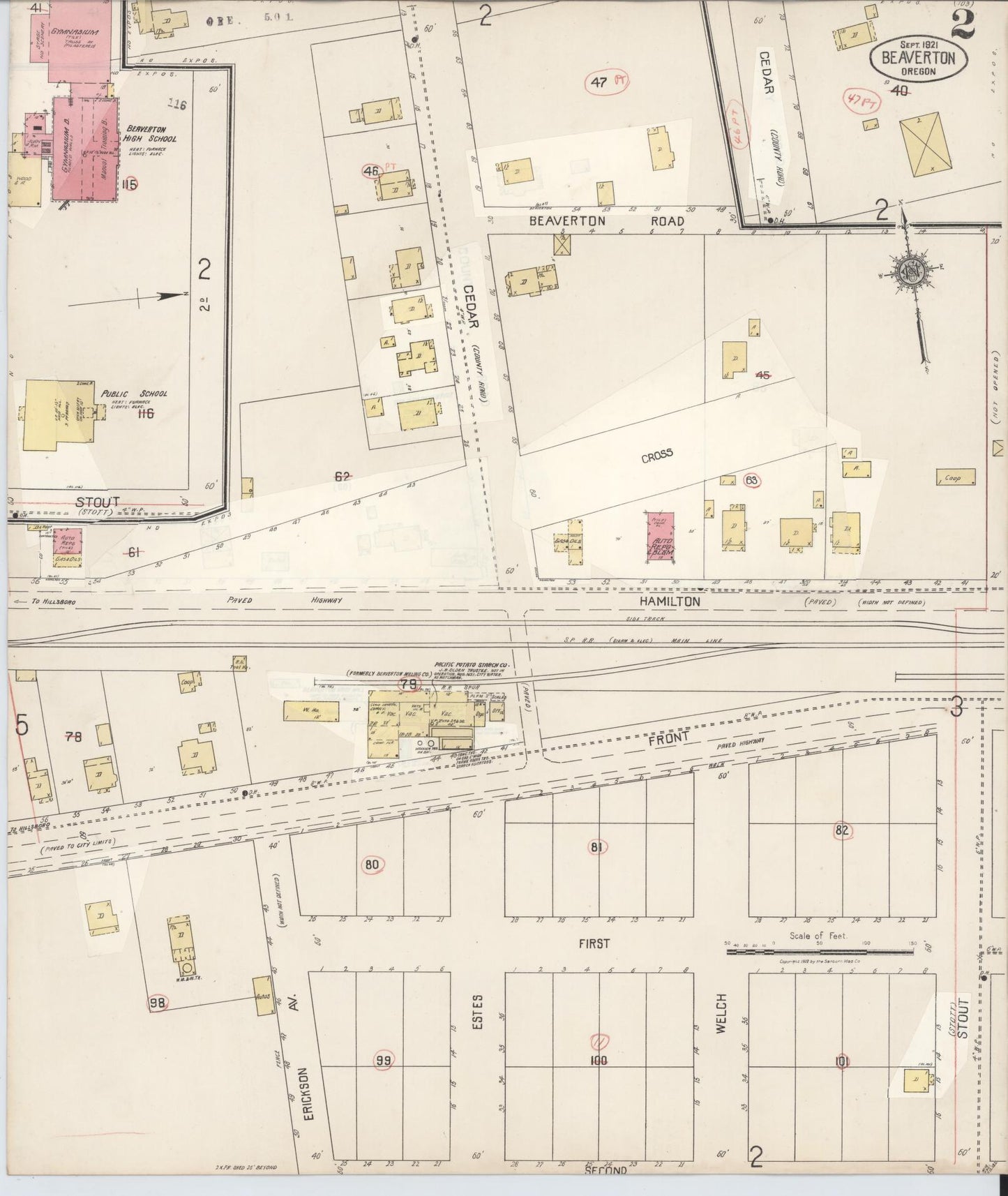 Sanborn Fire Insurance Map from Beaverton, Washington County, Oregon (1931), Sheet #0002 - Complete Map Set gallery image, historic Sanborn map, vintage wall art, Oregon Oregon