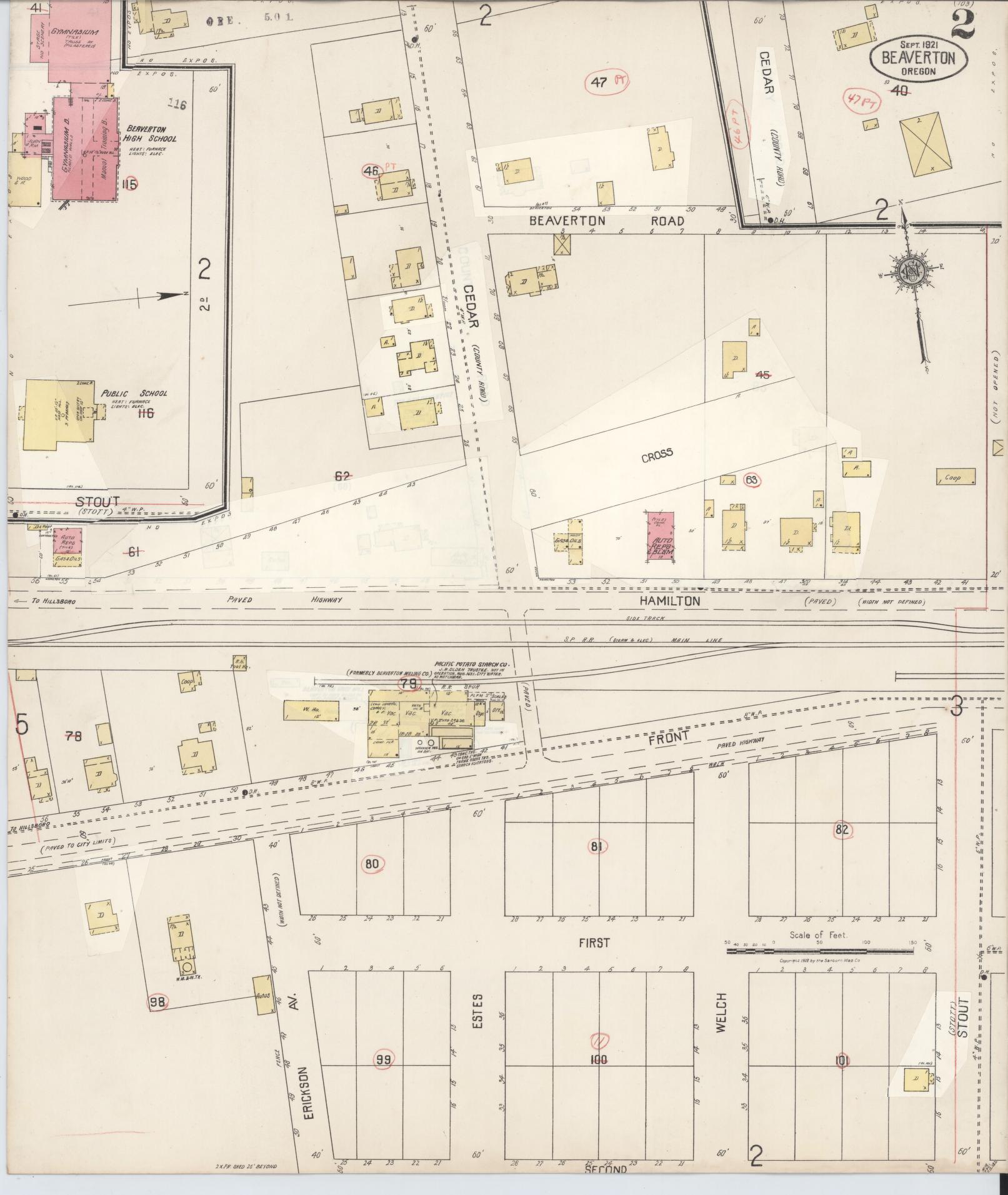 Sanborn Fire Insurance Map from Beaverton, Washington County, Oregon (1931), Sheet #0002 - Complete Map Set gallery image, historic Sanborn map, vintage wall art, Oregon Oregon