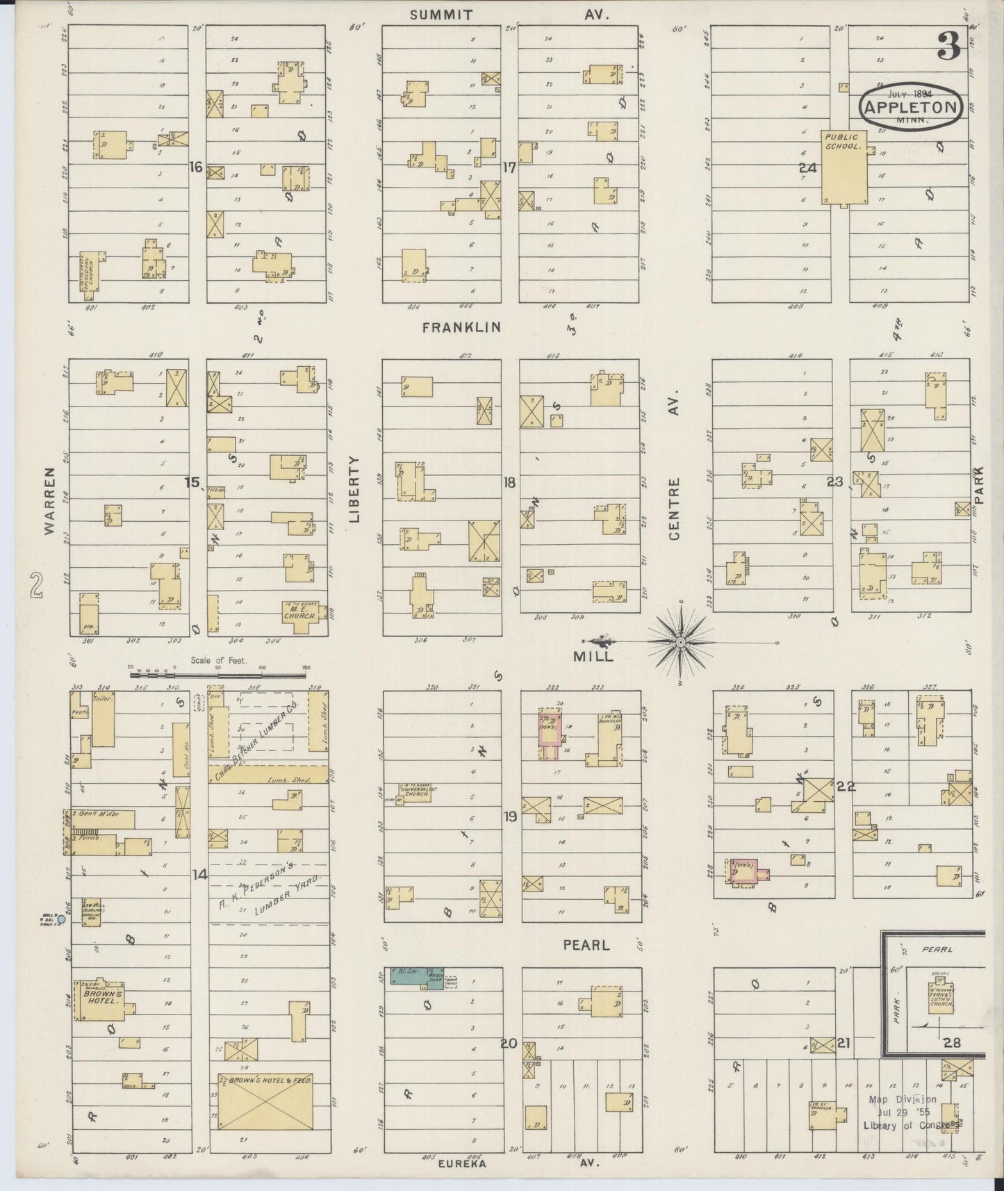 Sanborn Fire Insurance Map from Appleton, Swift County, Minnesota (1894), Sheet #0003 - Historic Sanborn Fire Insurance Map Print, vintage old map wall art, antique decor, genealogy gift, Minnesota Minnesota map