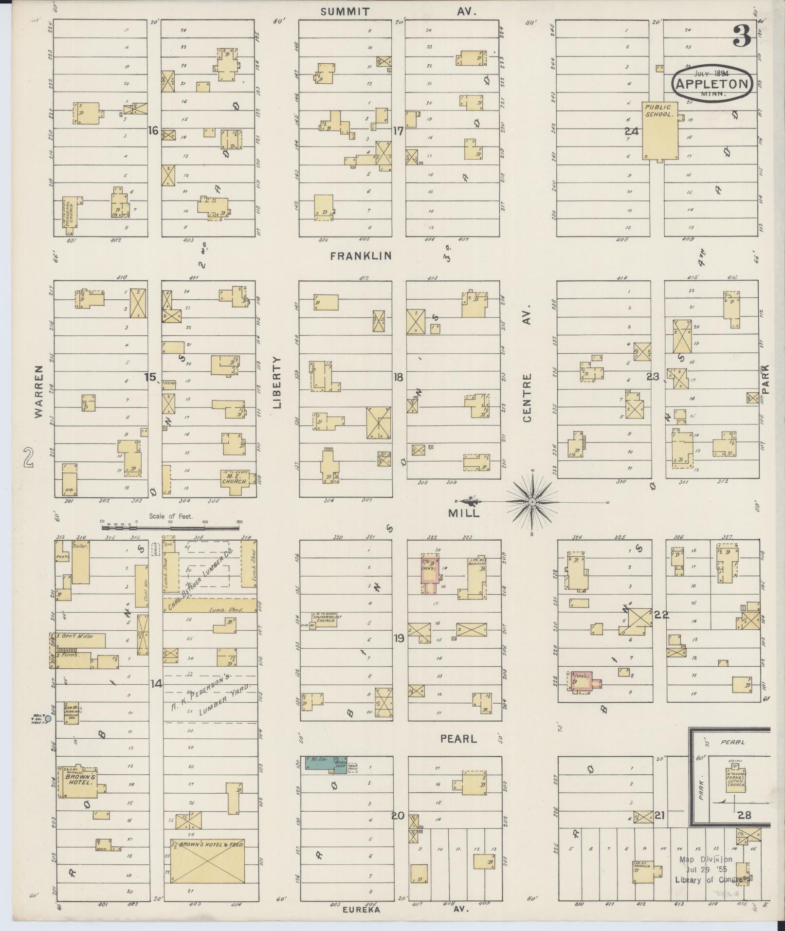Sanborn Fire Insurance Map from Appleton, Swift County, Minnesota (1894), Sheet #0003 - Historic Sanborn Fire Insurance Map Print, vintage old map wall art, antique decor, genealogy gift, Minnesota Minnesota map