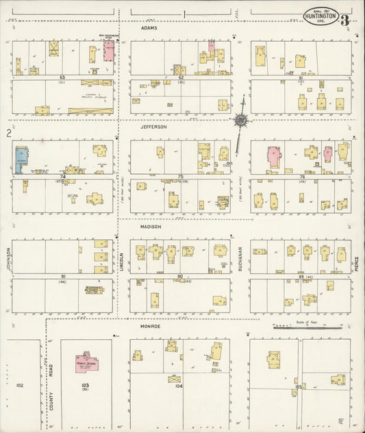 Sanborn Fire Insurance Map from Huntington, Baker County, Oregon (1911), Sheet #0003 - Historic Sanborn Fire Insurance Map Print, vintage old map wall art, antique decor, genealogy gift, Oregon Oregon map