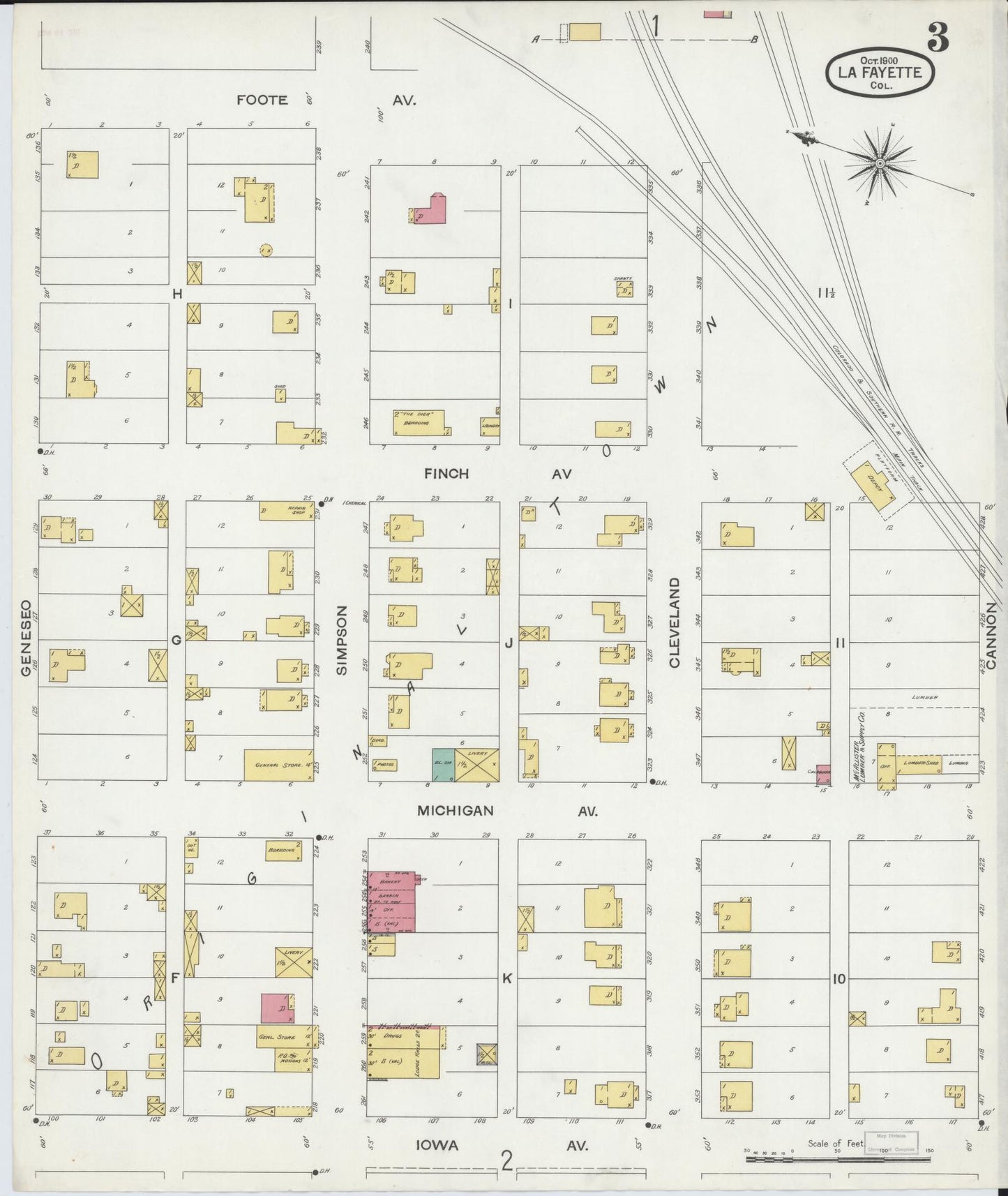 Sanborn Fire Insurance Map from Lafayette, Boulder County, Colorado (1900), Sheet #0003 - Historic Sanborn Fire Insurance Map Print, vintage old map wall art, antique decor, genealogy gift, Colorado Colorado map