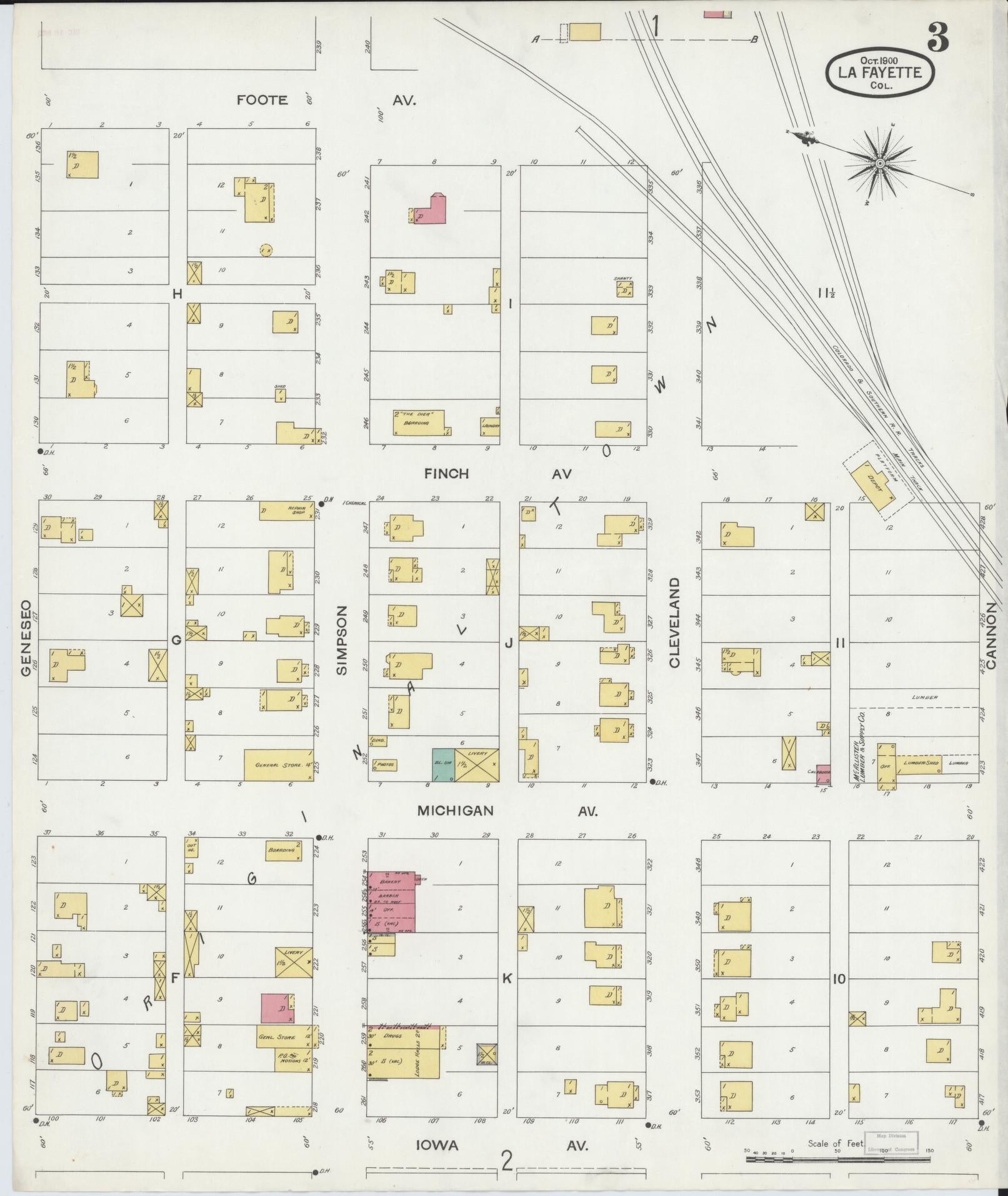 Sanborn Fire Insurance Map from Lafayette, Boulder County, Colorado (1900), Sheet #0003 - Historic Sanborn Fire Insurance Map Print, vintage old map wall art, antique decor, genealogy gift, Colorado Colorado map