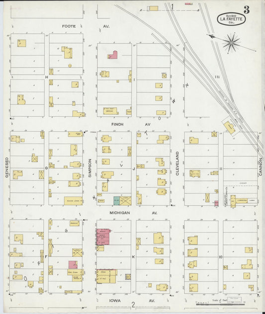 Sanborn Fire Insurance Map from Lafayette, Boulder County, Colorado (1900), Sheet #0003 - Historic Sanborn Fire Insurance Map Print, vintage old map wall art, antique decor, genealogy gift, Colorado Colorado map